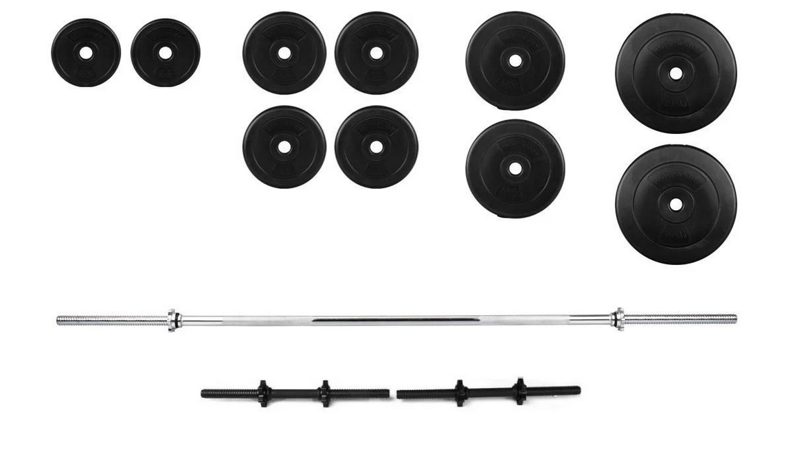 Штанга и гантели набор 52 кг прямой гриф 180 см Ø28 мм гантельные 45 см Ø30 мм (320.000.009)