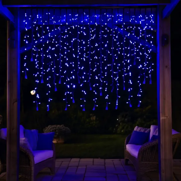 Гирлянда бахрома уличная 335 LED 20 м от сети черная нить Синий - фото 1 Гирлянда бахрома уличная 335 LED 20 м от сети черная нить Синий - фото 1