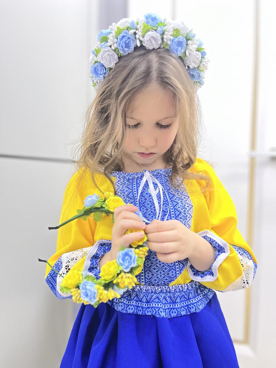 Костюм вишиванка для дівчинки класичний 128-134 см Жовто-синій - фото 4 Костюм вишиванка для дівчинки класичний 128-134 см Жовто-синій - фото 4