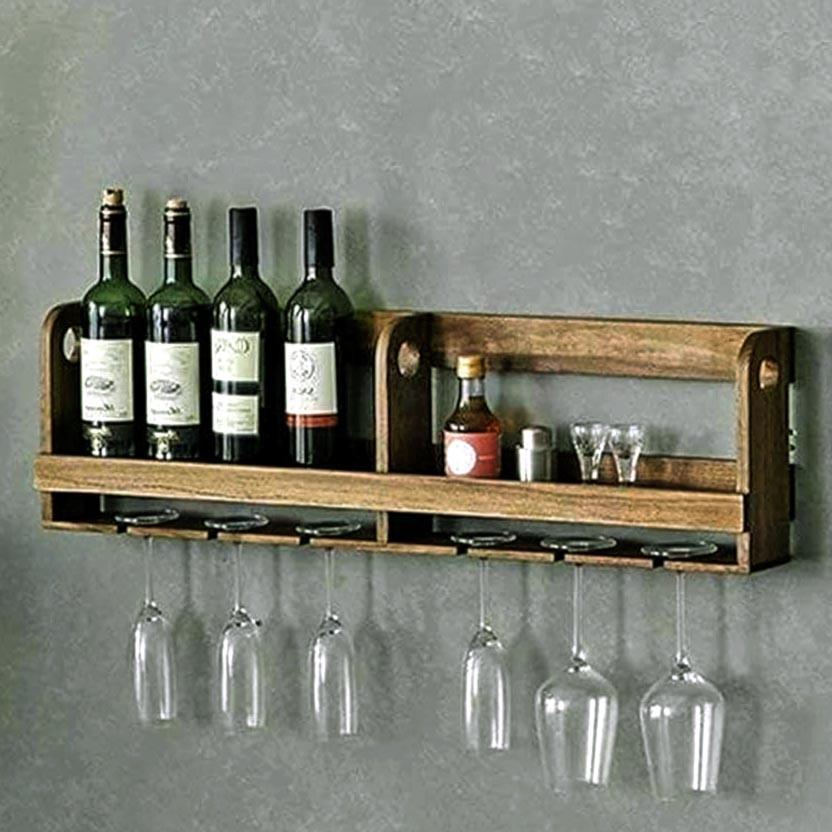 Полка для вина настенная из дерева Танабе Палисандр (ПНК-002802)