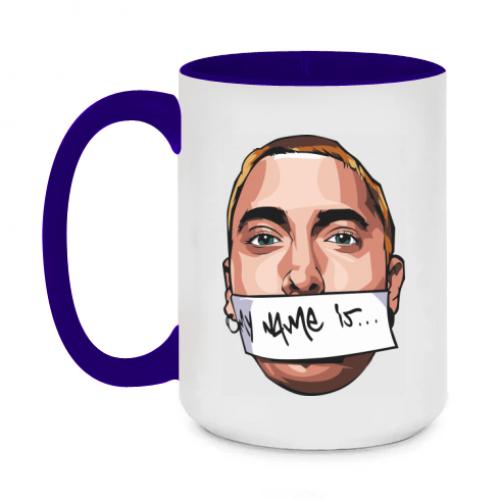 Чашка двухцветная Eminem my name is 420 мл Темно-синий (17514015-8-201382)
