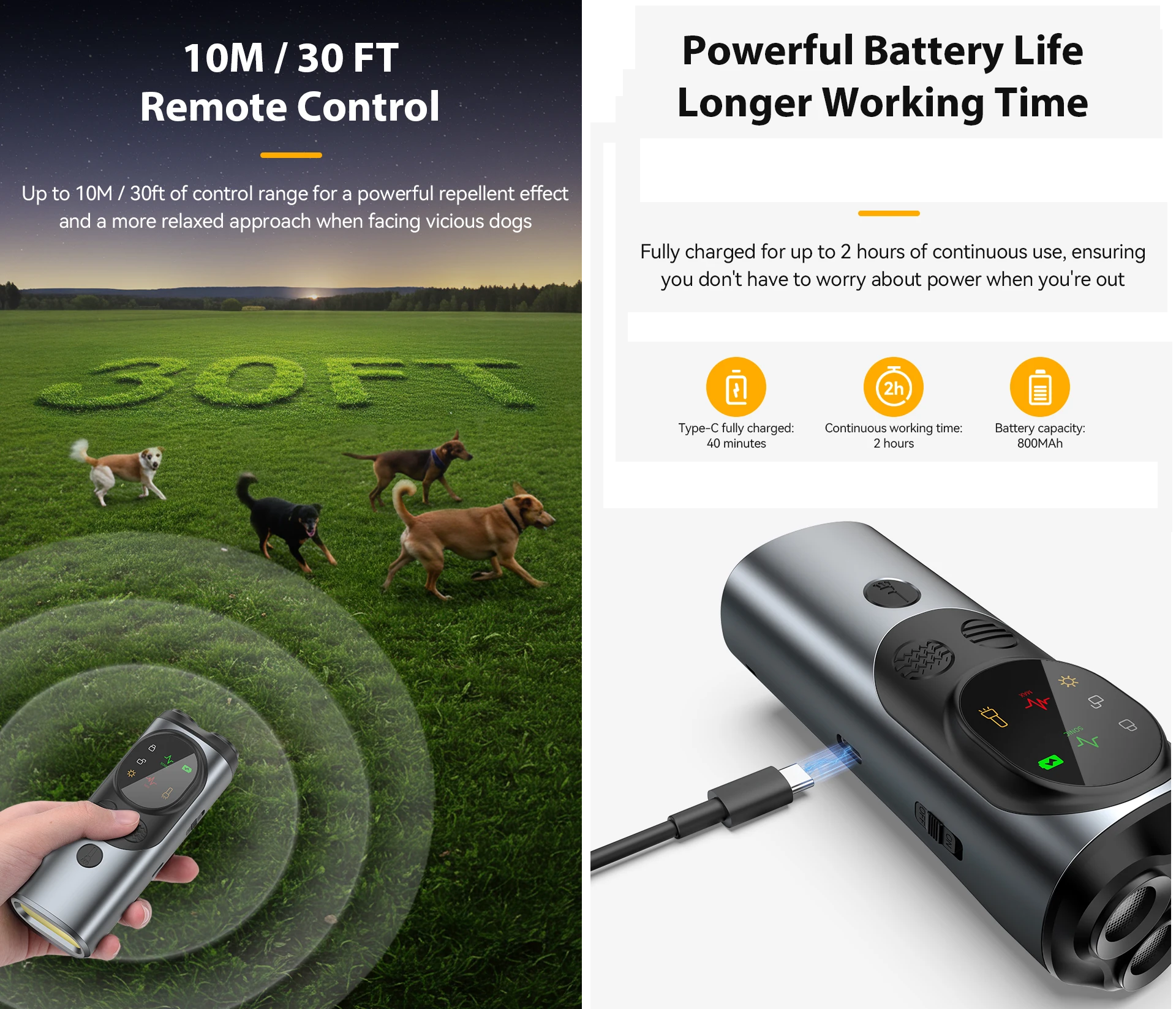 Ультразвуковий відлякувач собак PETON P10 USB Тype-C (046.1) - фото 6