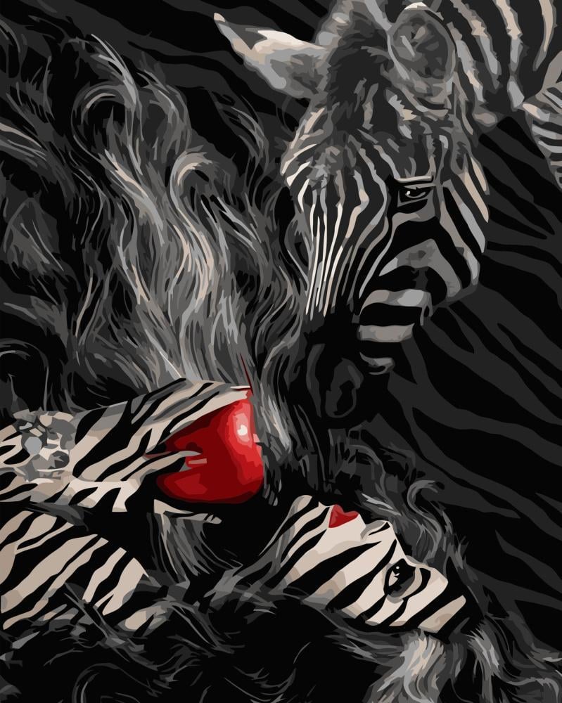 Картина по номерам Strateg Девушка и зебра 40x50 см (VA-3426)