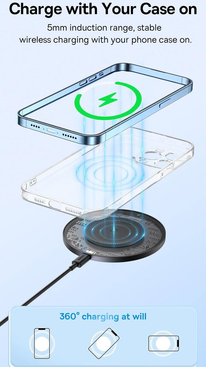 Зарядное устройство для беспроводной связи BASEUS Simple 15 W Transparent (25397342) - фото 5 Зарядное устройство для беспроводной связи BASEUS Simple 15 W Transparent (25397342) - фото 5