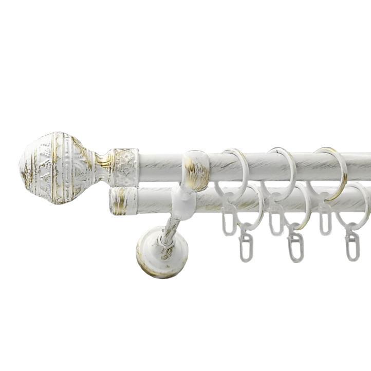 Карниз трубчатый двухрядный Orvit Гоа 25/19 мм 240 см Белый с золотистой патиной (000-8263)