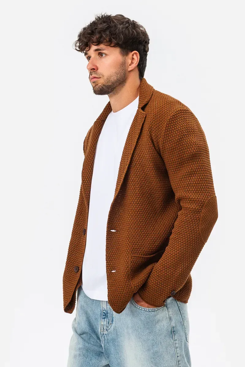 Піджак трикотажний на двух ґудзиках SVTR р. 54 Коричневий (398) - фото 2 Піджак трикотажний на двух ґудзиках SVTR р. 54 Коричневий (398) - фото 2