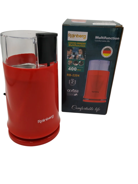 Кофемолка электрическая роторная Rainberg 400 Вт Красный (RB-2204)