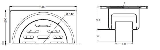 Трап MAXIFLOW 20х20 із нержавіючої сталі вертикальний, вихід труби 100 мм (3045.0А.100K.020) - фото 2 Трап MAXIFLOW 20х20 із нержавіючої сталі вертикальний, вихід труби 100 мм (3045.0А.100K.020) - фото 2