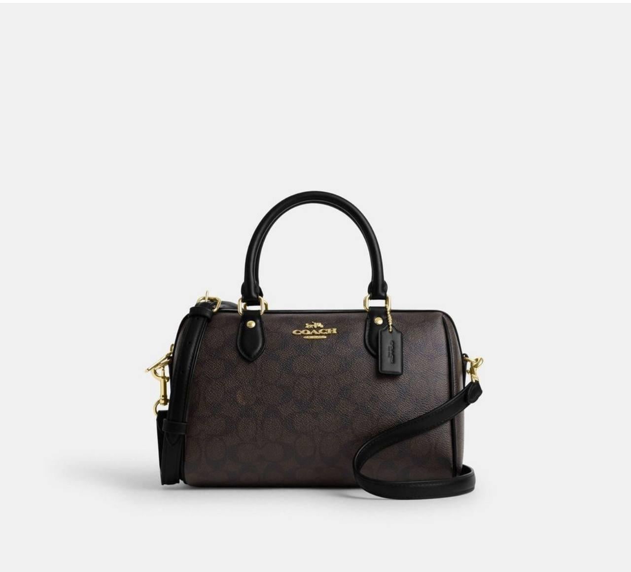 Сумка женская Coach Rowan Satchel in Signature Canvas Im/Walnut/Black CV961 (32810909) Сумка женская Coach Rowan Satchel in Signature Canvas Im/Walnut/Black CV961 (32810909)