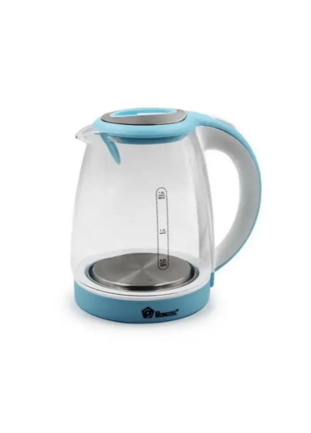 Электрочайник Domotec MS 8111 стеклянный 1,8 л Синий/Белый (8111)