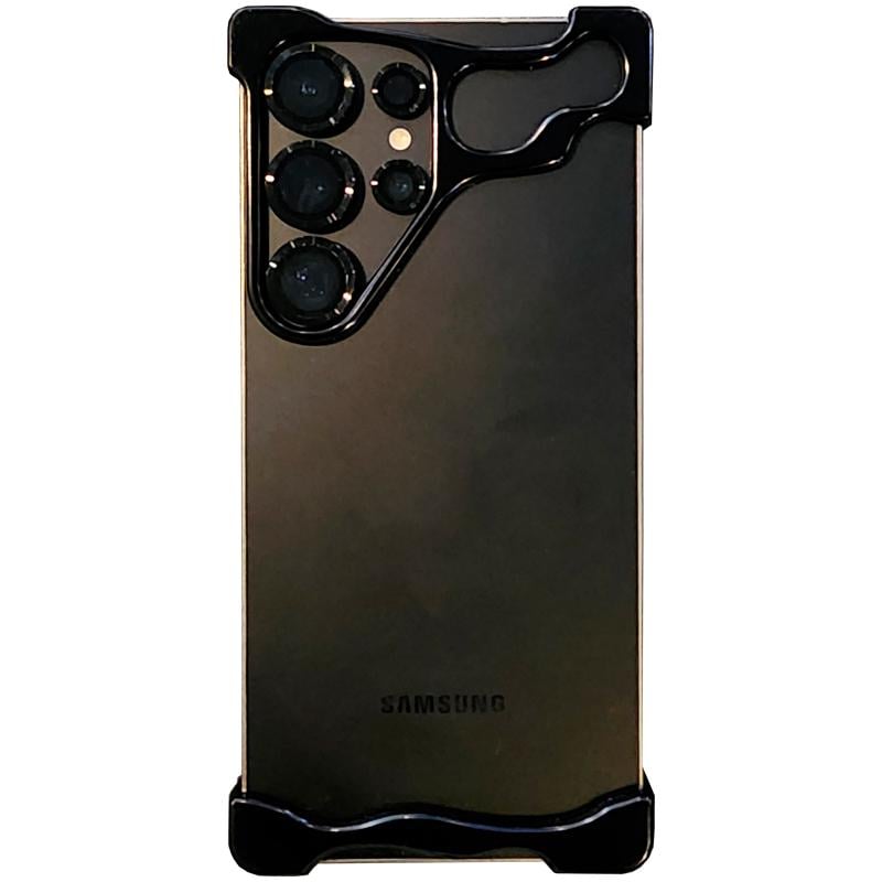 Чехол, Бампер для телефона Samsung Galaxy S25 Ultra, нерегулярный бампер из титанового сплава с защитной крышкой, без рамок Black