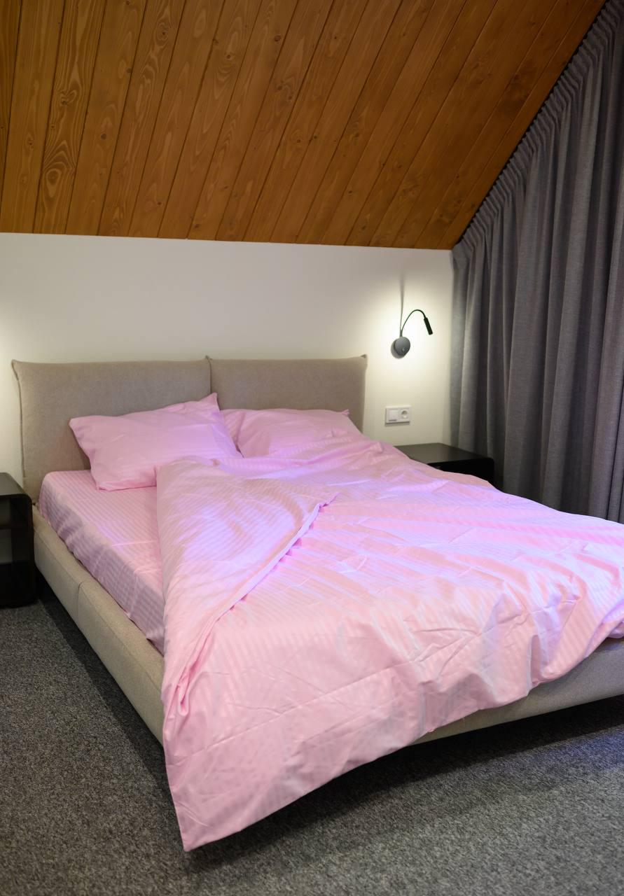 Комплект постільної білизни Signorina Siena зі страйп-сатину євро 50х70 см/70х70 см Рожевий (0019E) - фото 3