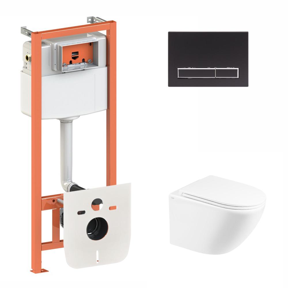 Комплект инсталляции Q-tap Nest QT1333046ENRW0133M425M08V1091MB с унитазом и кнопкой (75837)