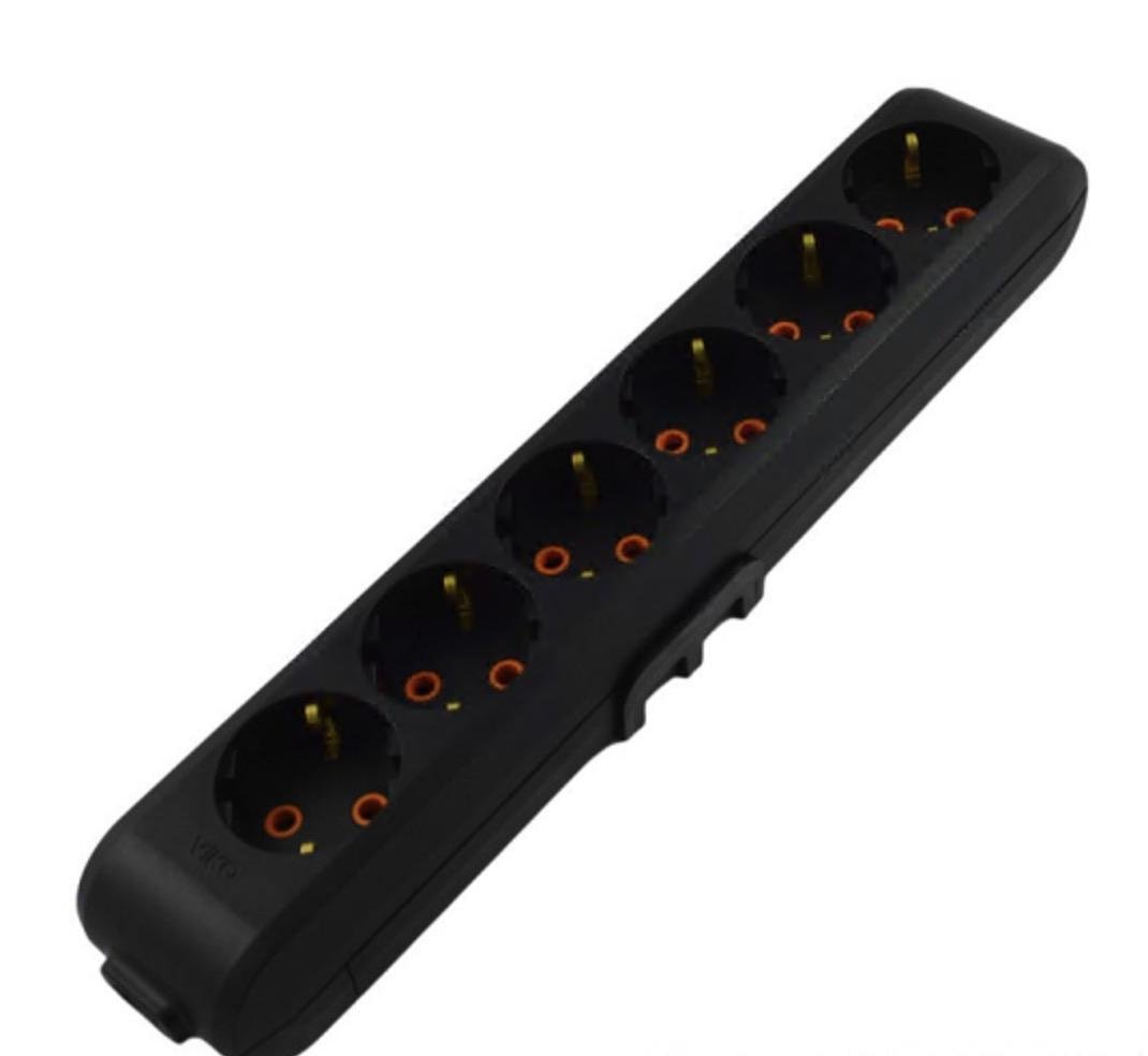 Колодка шестимісна Viko Multi-Let з заземленням Чорний (27848438)