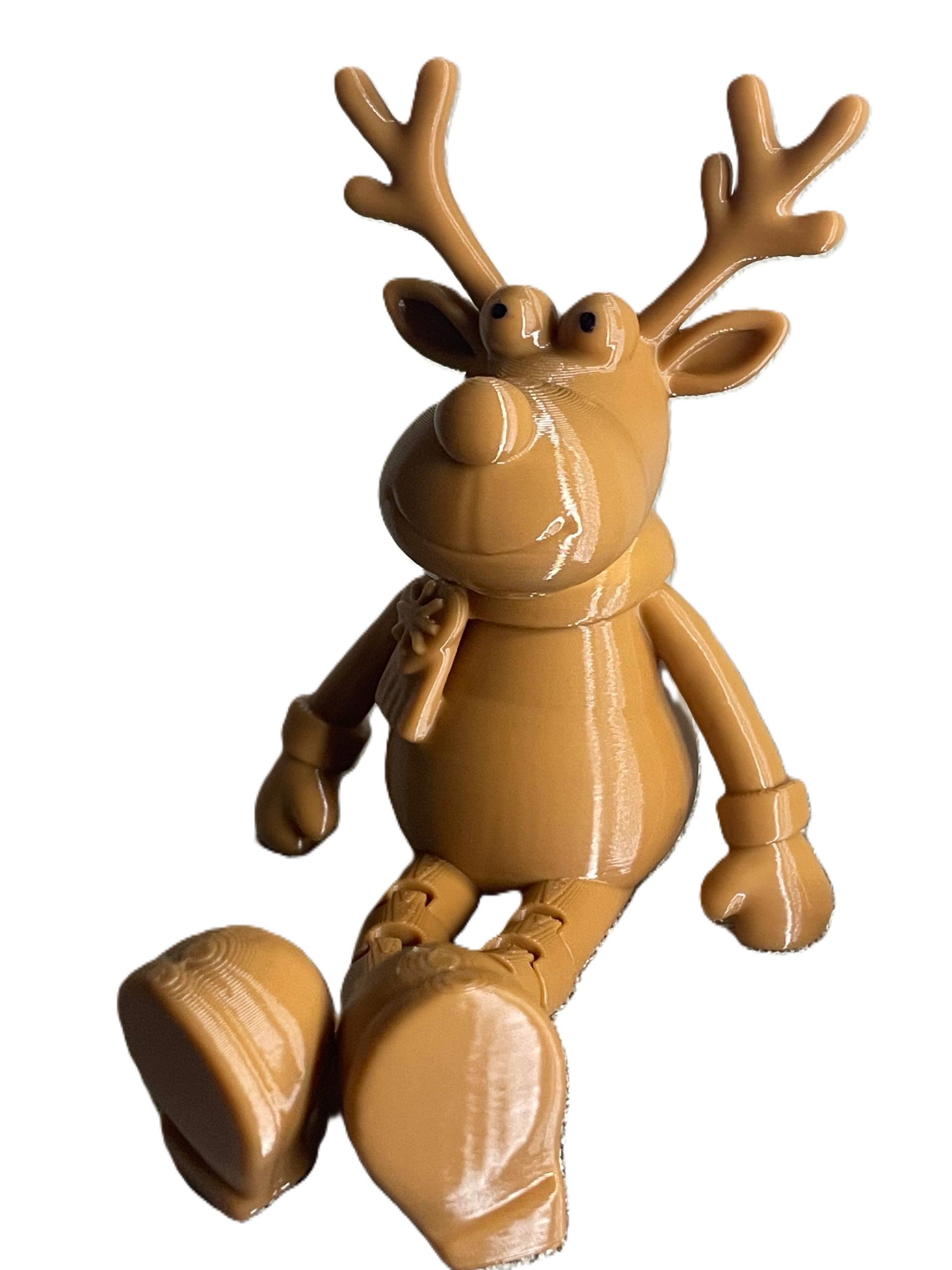 Олень новорічний рухомий 67x94x90 мм Світло-коричневий (FH26-FLX-OL01B)