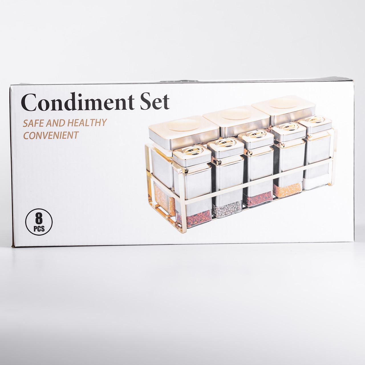 Набір ємностей для зберігання на металевій підставці 8 шт. по 650/150 мл Сірий (HP-1366) - фото 7 Набір ємностей для зберігання на металевій підставці 8 шт. по 650/150 мл Сірий (HP-1366) - фото 7