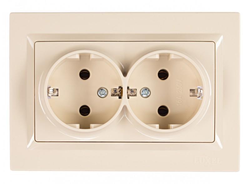 Розетка подвійна Luxel із заземленням Jazz Кремовий (9308)