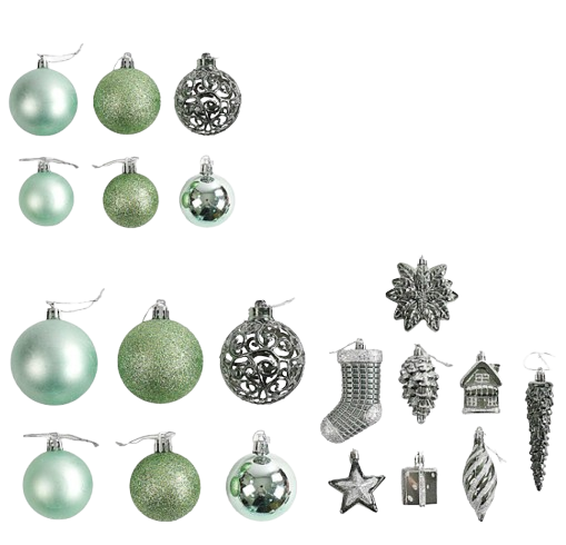 Новогодние украшения с глитером набор из шаров/сосулек/подарков и елок 72 шт. Зеленый (160778) Новогодние украшения с глитером набор из шаров/сосулек/подарков и елок 72 шт. Зеленый (160778)