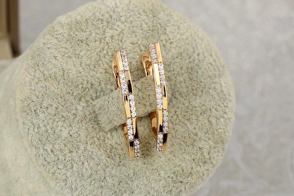 Серьги Xuping Jewelry дорожка с камешками в шахматном порядке 2,6 см Золотистый (2387880945)