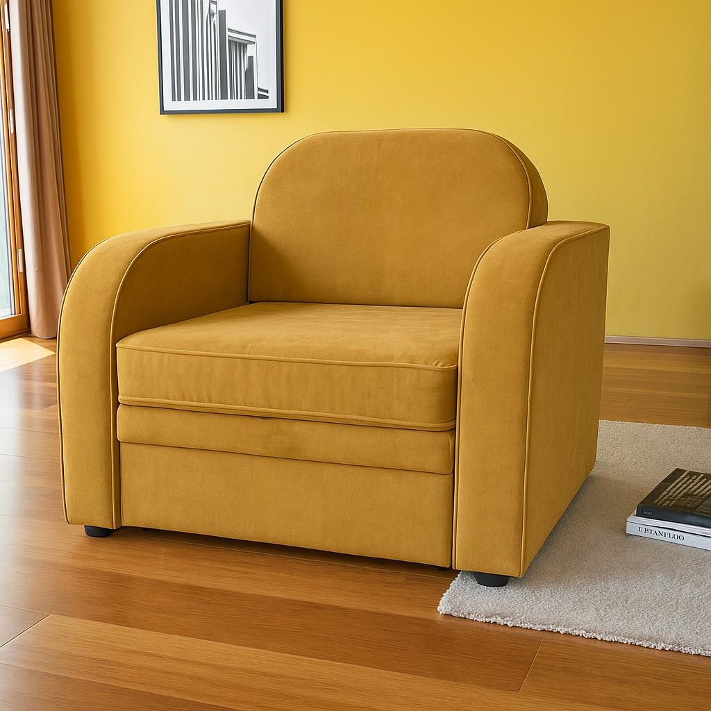 Мягкое кресло раскладное ТОБІ ШО Дрим Mars велюр 1040х850х830 мм 06/Горчичный