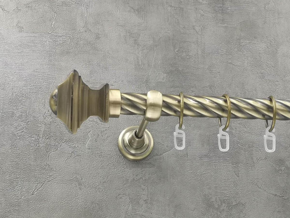 Карниз Quadrum Борджеза витая штанга одинарный открытый 25 мм 400 см Антик (262044781)