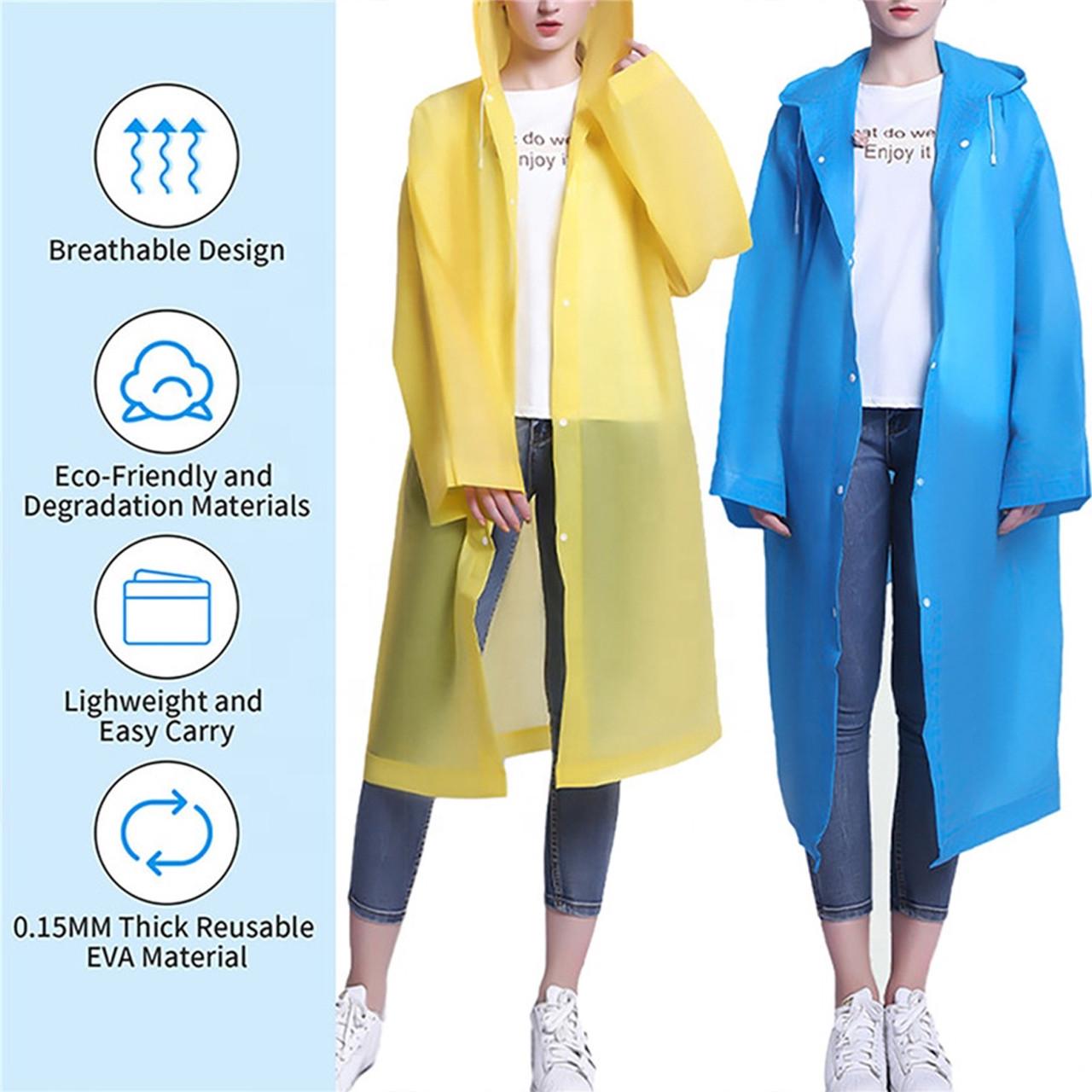 Дощовик з капюшоном EVA Raincoat на кнопках Блакитний (1801429) - фото 4