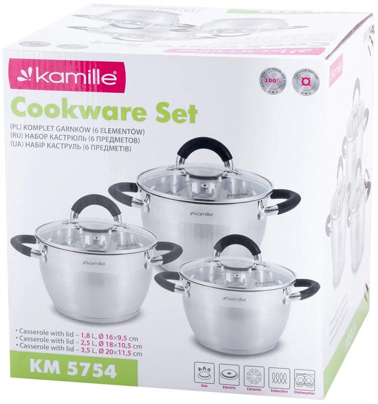 Набір каструль Kamille Marsaili із силіконовими ручками 1,8/2,5/3,5 л - фото 6 Набір каструль Kamille Marsaili із силіконовими ручками 1,8/2,5/3,5 л - фото 6