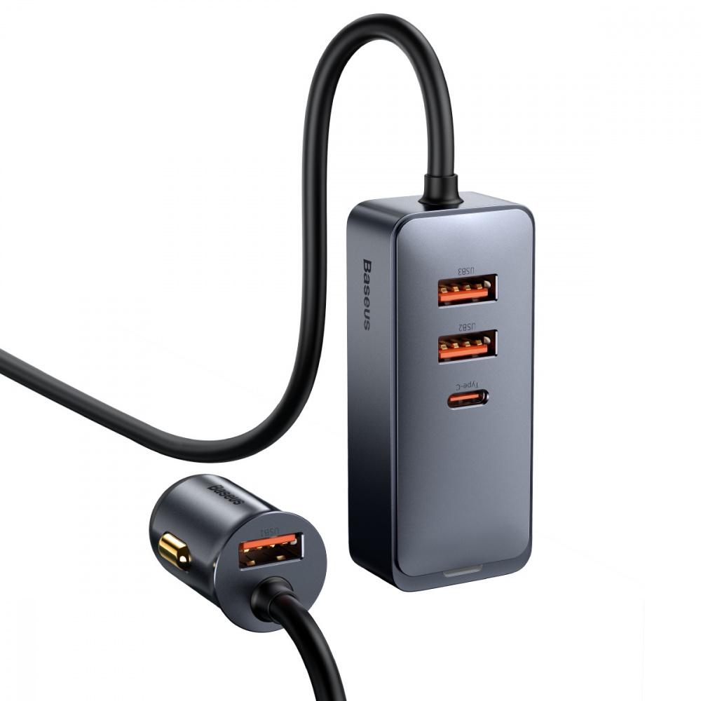 Зарядное устройство автомобильное BASEUS Share Together PPS Multi-Port With Extension Cord 2USB+2Type-C 120 W Серый (32677) - фото 6