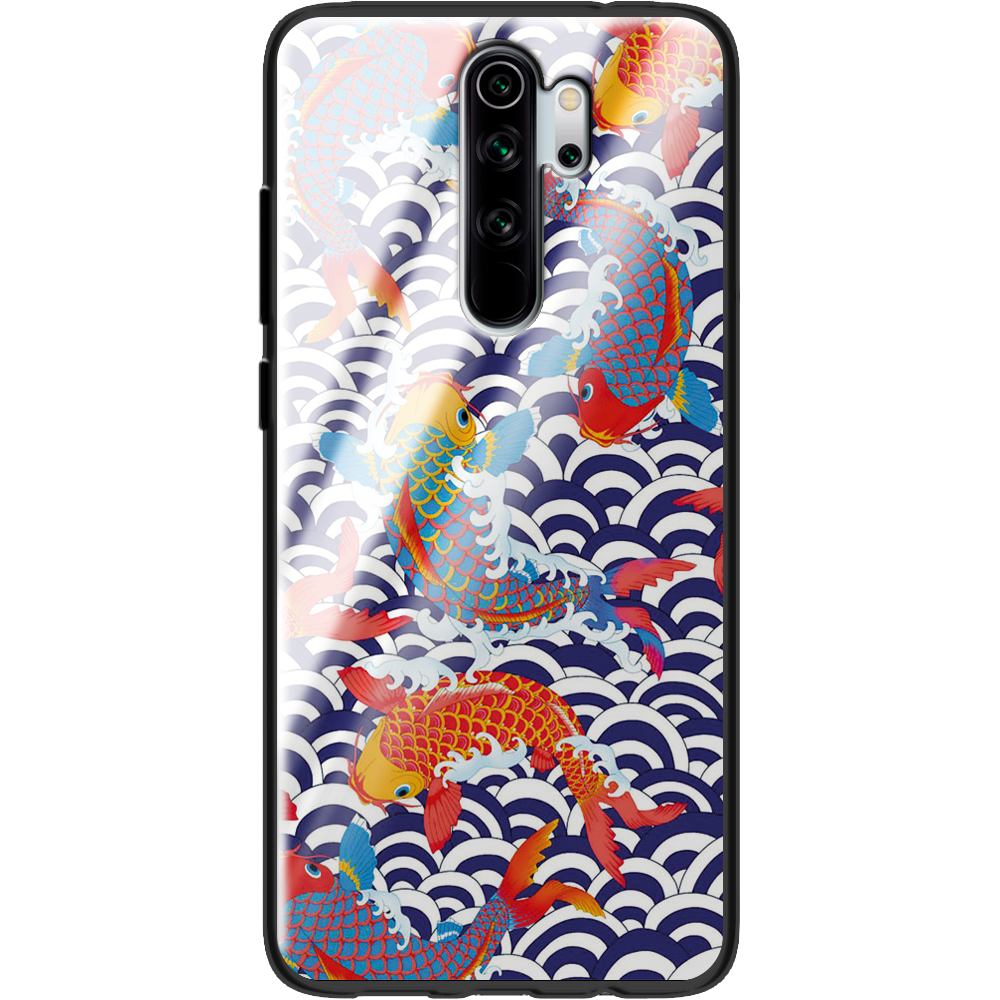 Чехол Boxface Xiaomi Redmi Note 8 Pro Koi Fish Черный силикон со стеклом (38222-up2477-38352)