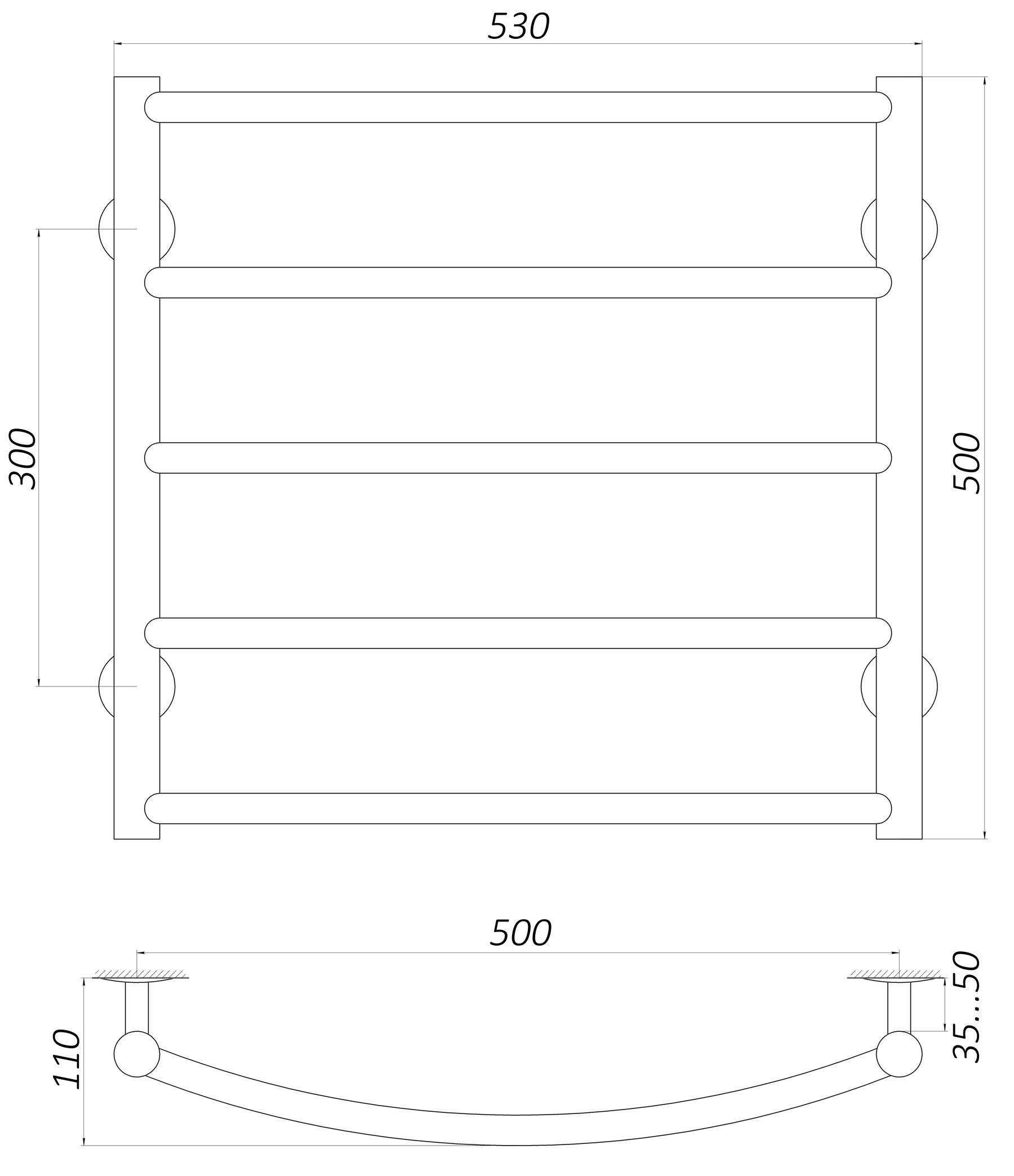 Сушарка для рушників  UNIO LD ER 500-500-5 Драбинка Дуга електро - фото 4