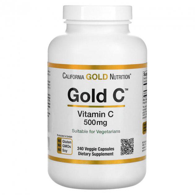 Вітамін С California Gold Nutrition Gold C 500 мг 240 капсул (CGN-00934)