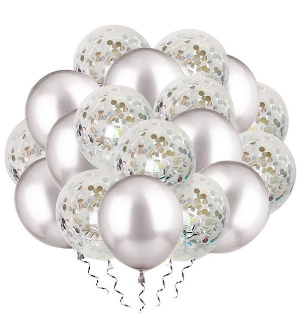 Воздушные шары 18 шт. Silver chrome
