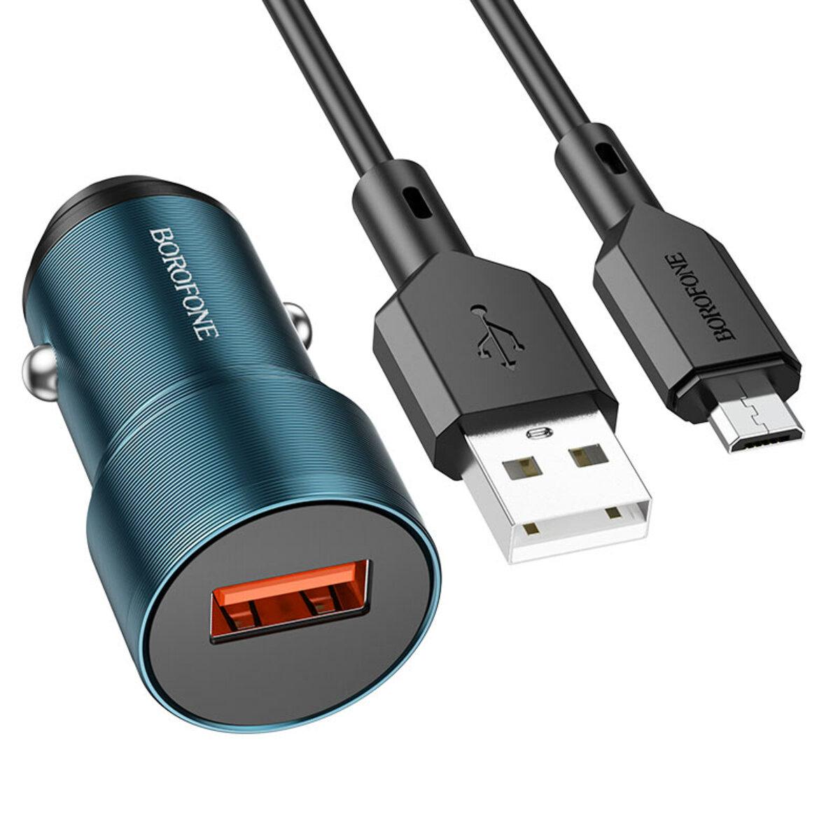 Зарядний пристрій Borofone BZ19A Wisdom з кабелем MicroUSB 1 м Sapphire Blue (BZ19AMSU) - фото 1