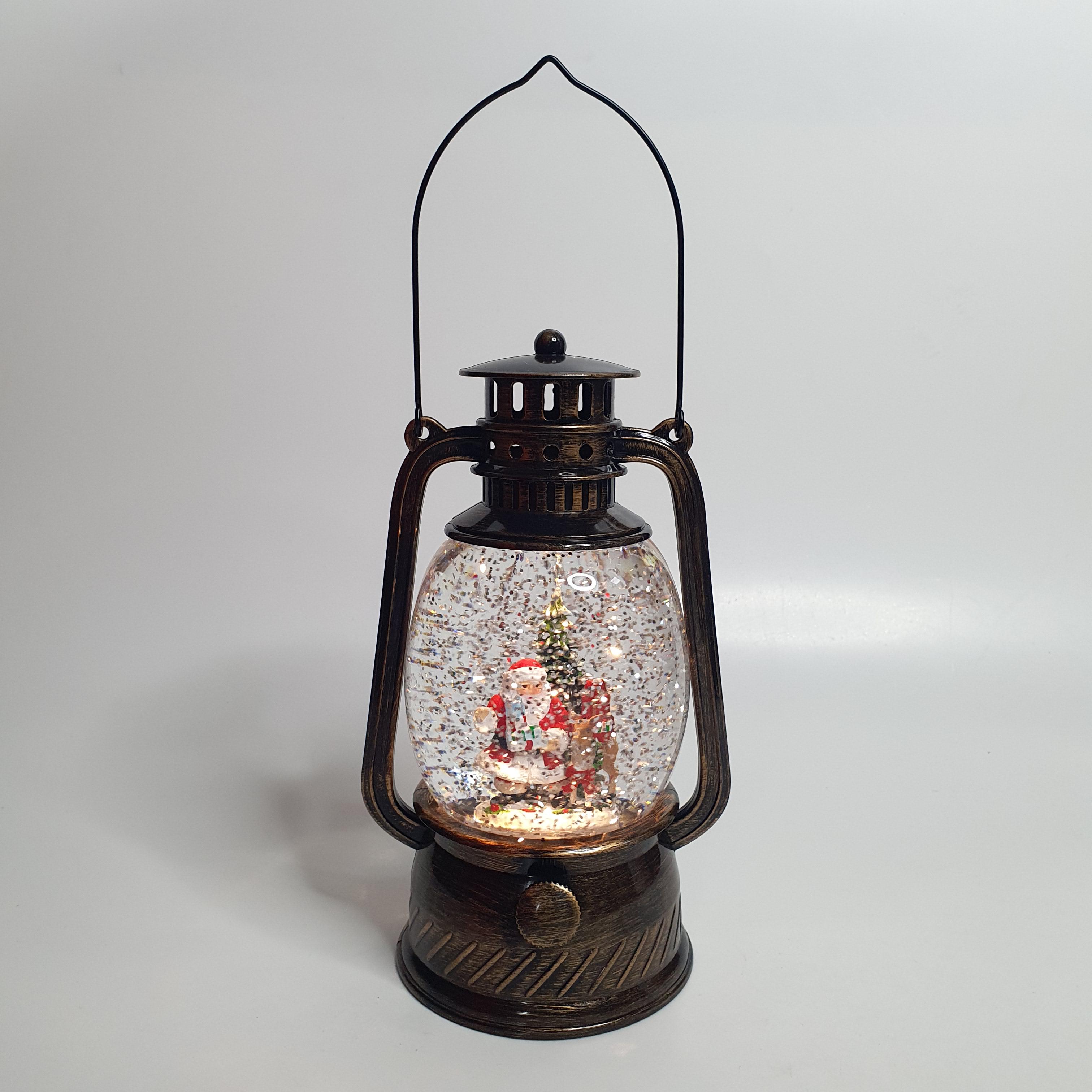 Новогодний фонарь Санта музыкальный LED с автоподдувом 20х9х9 см Бронзовый (LSC-17-Brown)