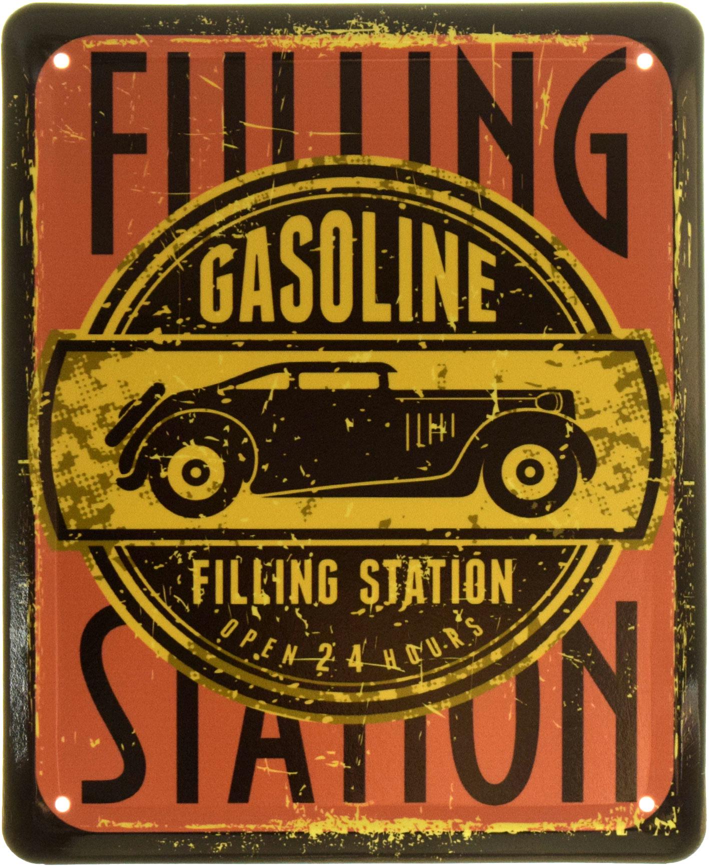 Табличка металева "Filling Station Gasoline" 18x22 см (ms-103839)