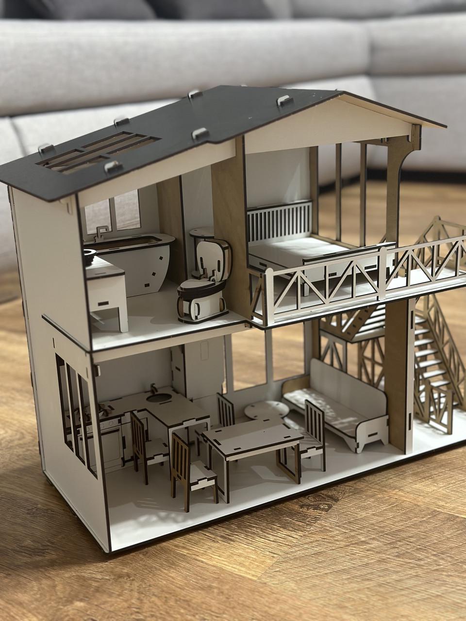 Конструктор-пазл детский Кукольный домик с балконом и лестницей деревянный (1777515643) - фото 4 Конструктор-пазл детский Кукольный домик с балконом и лестницей деревянный (1777515643) - фото 4