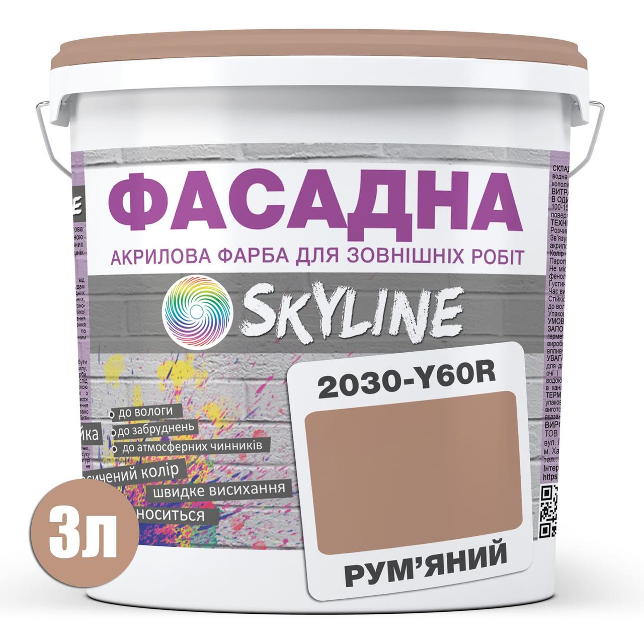 Краска фасадная Skyline 2030-Y60R акрил-латексная 3 л Румяный - фото 2