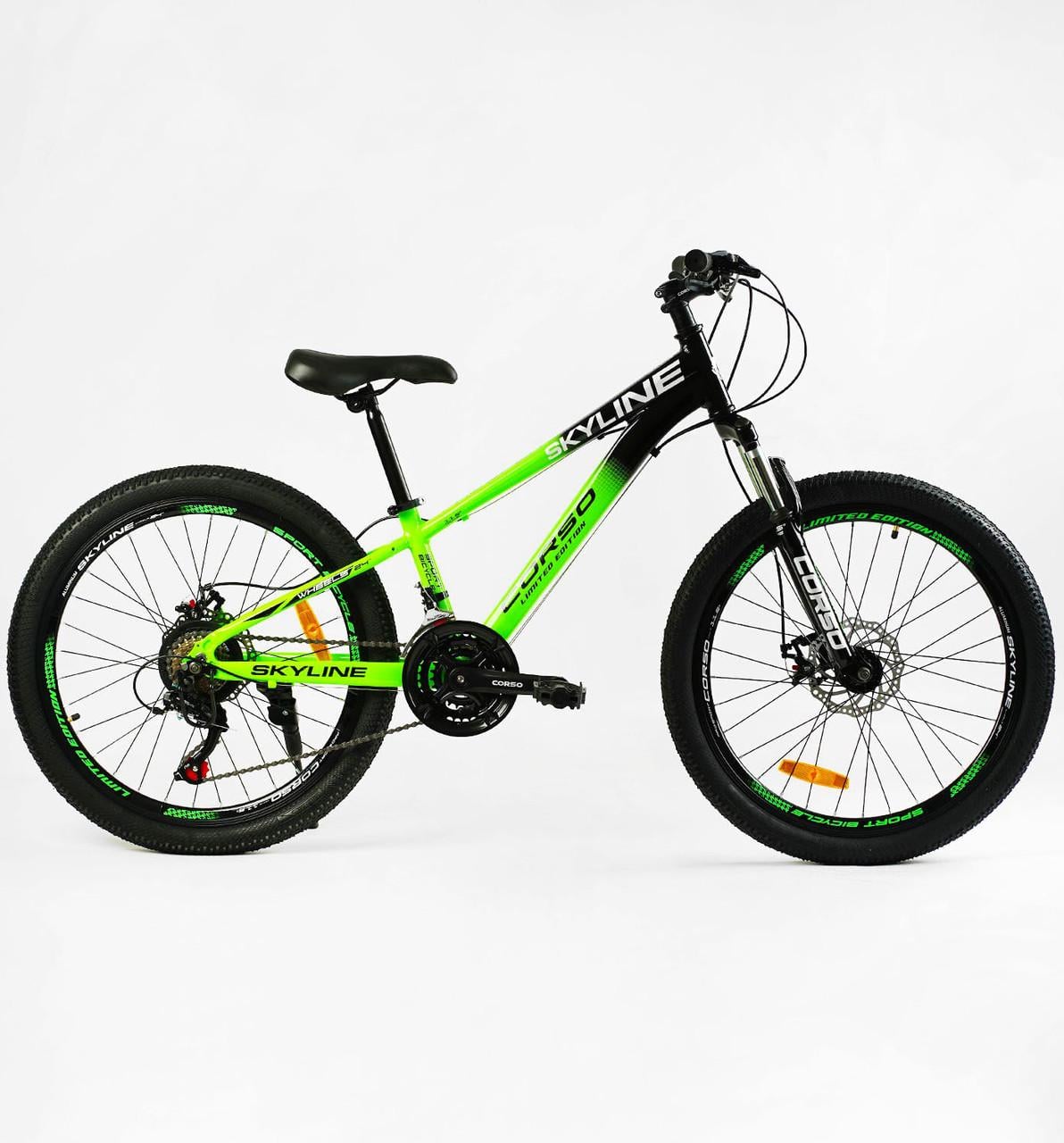 Детский велосипед Corso Skyline 24" рама алюминиевая 11" Зеленый (SL-24055)