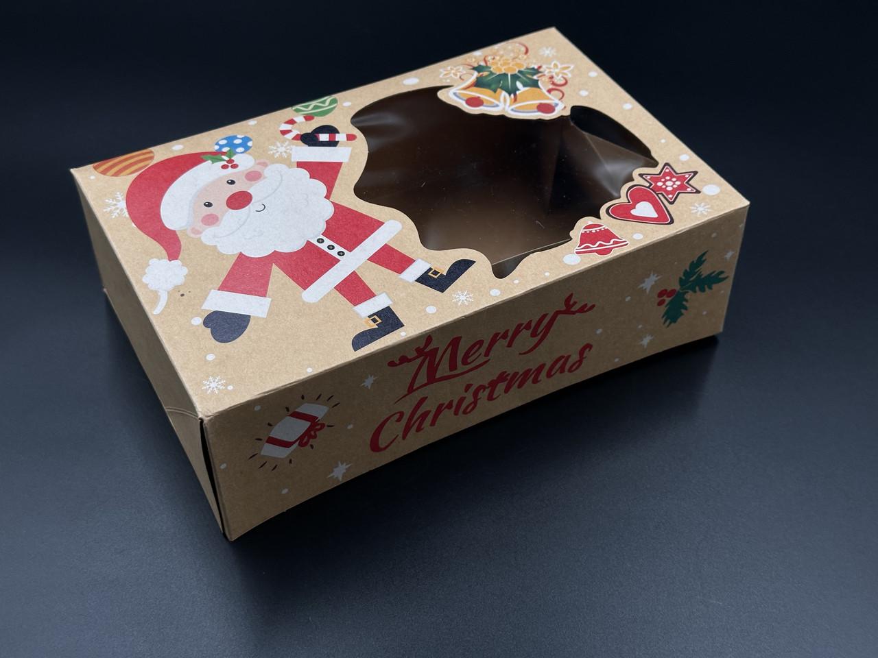 Коробка подарочная со смотровым окошком с принтом Санта Клаус сборная картонная 22х14,5х7 см Крафт (OA-79) - фото 3 Коробка подарочная со смотровым окошком с принтом Санта Клаус сборная картонная 22х14,5х7 см Крафт (OA-79) - фото 3