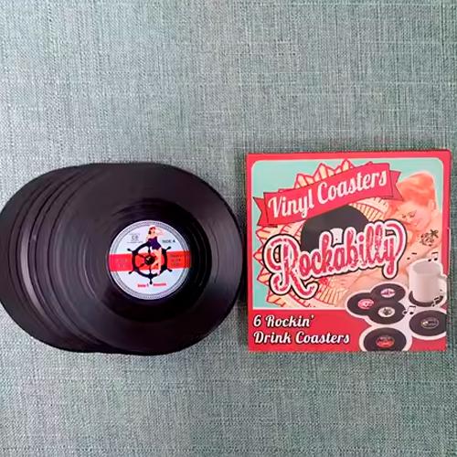 Подставки под кружки/бокалы Rockabilly Coasters в виде грампластинок 6 шт. - фото 3