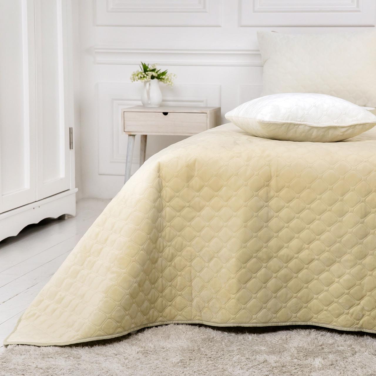 Покрывало велюровое мягкое Ромб/круглый двуспальное 180х240 см Бежевый - фото 3 Покрывало велюровое мягкое Ромб/круглый двуспальное 180х240 см Бежевый - фото 3