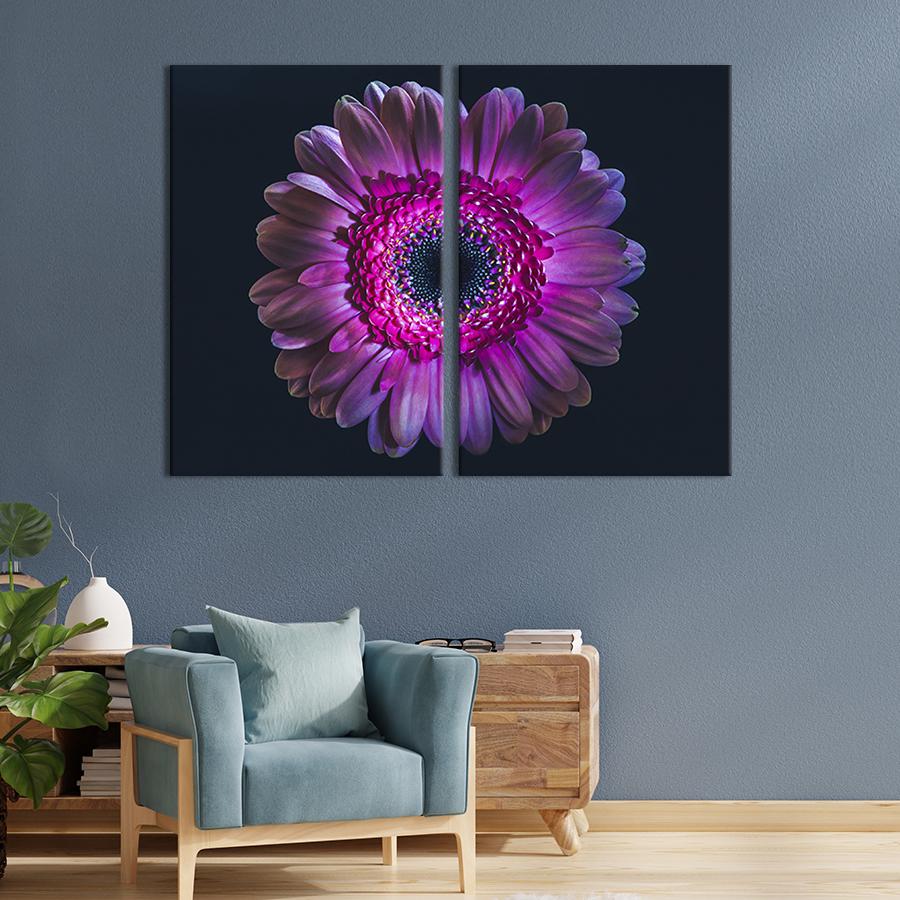 Модульная картина на холсте Диптих Роскошная пурпурная гербера 165x122 см (257-2)