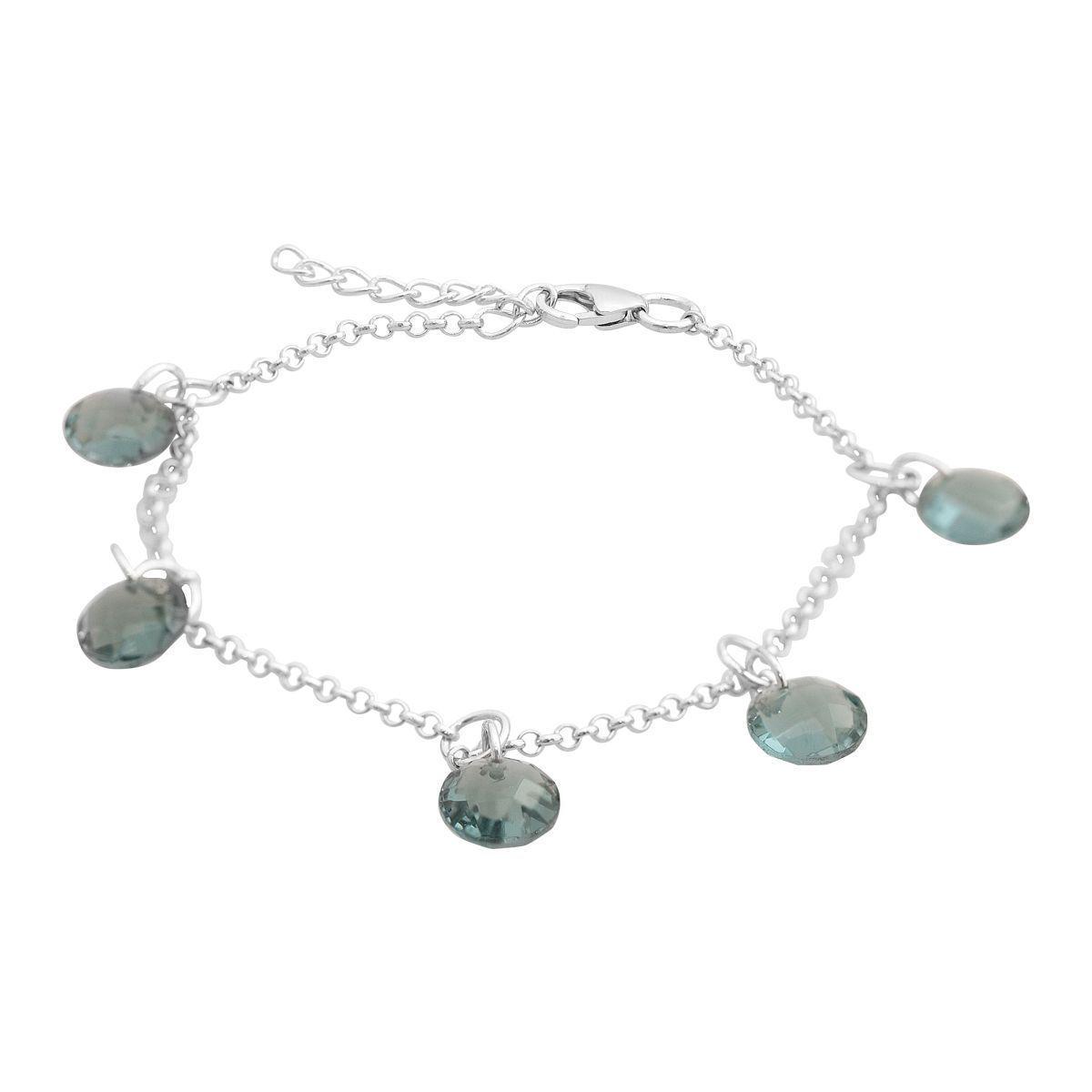 Браслет серебряный с топазом Лондон Блю 8,532 ct 3,67 г 17 см (2166719)