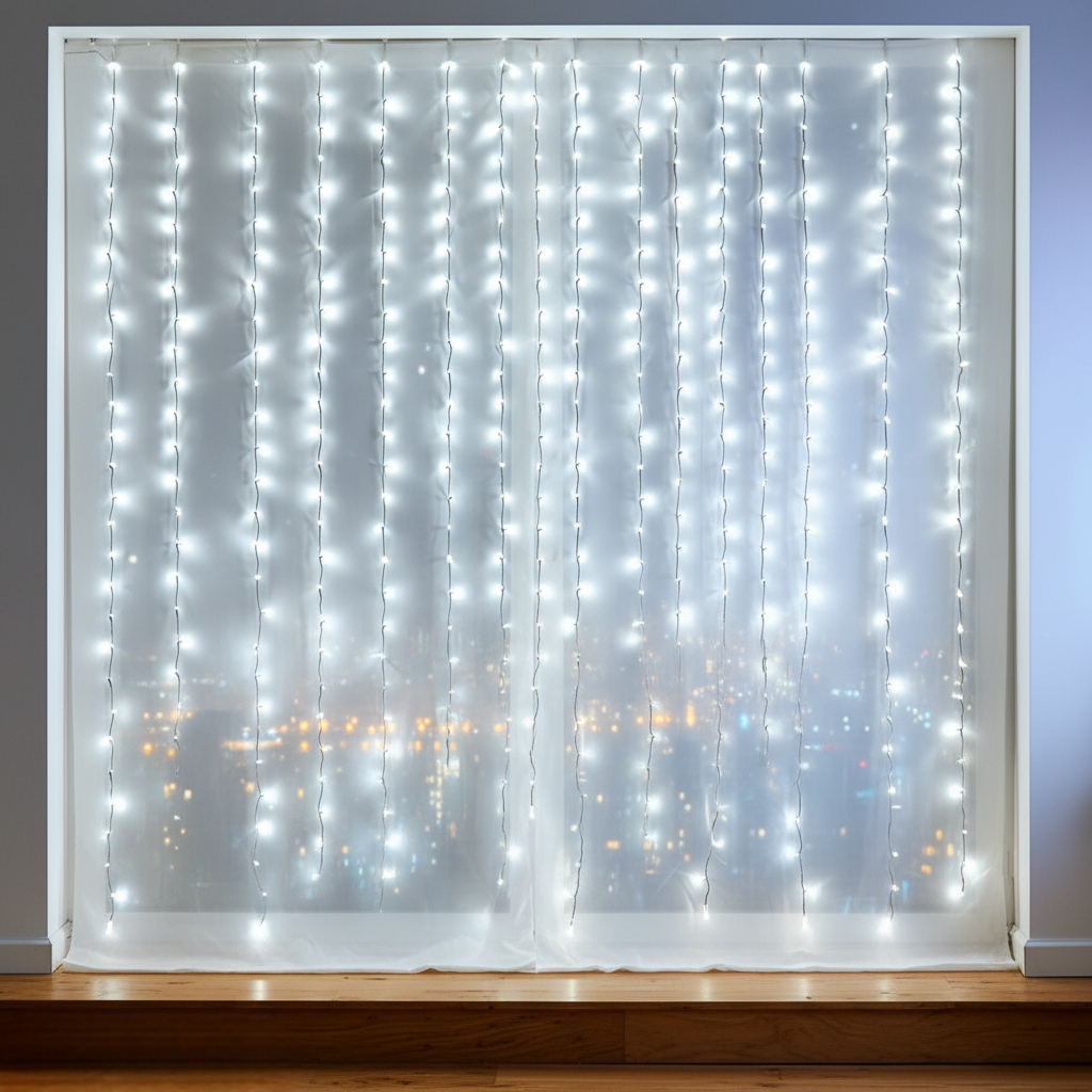 Гирлянда-штора новогодняя сетевая 3х3 м 192LED Белый (ZWM33192LEDW) - фото 1 Гирлянда-штора новогодняя сетевая 3х3 м 192LED Белый (ZWM33192LEDW) - фото 1