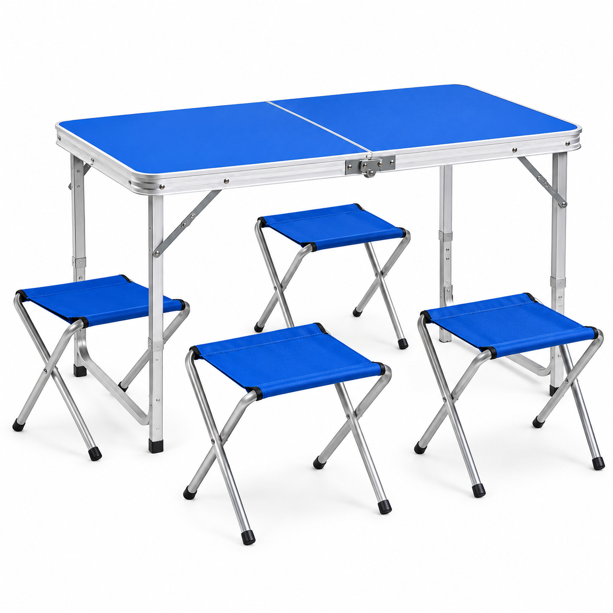 Складаний стіл-валіза Folding Table 120х60х70 см з 4 стільцями Синій (63722)
