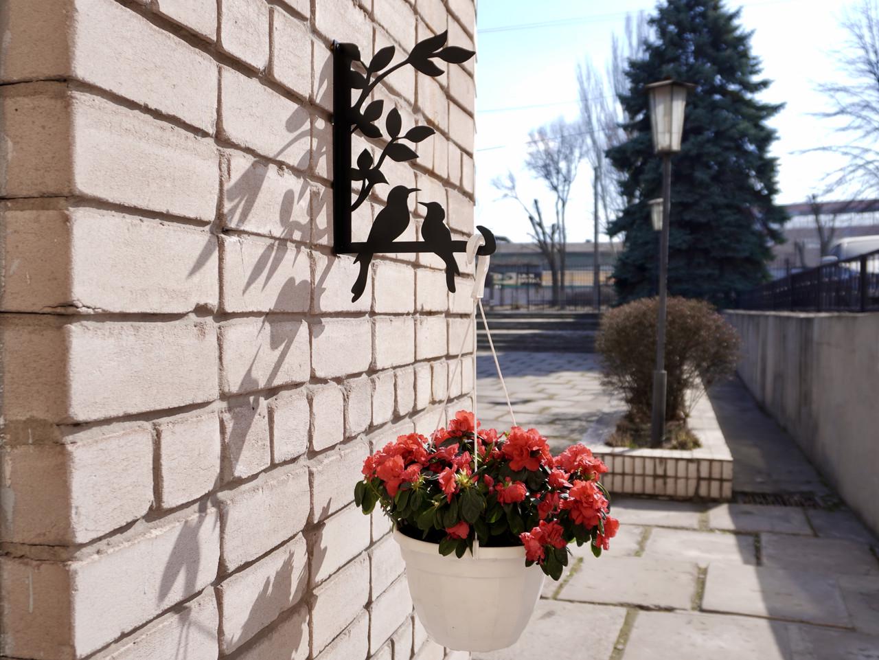 Кронштейн Птицы для кашпо с цветами метал Черный (М015) - фото 6