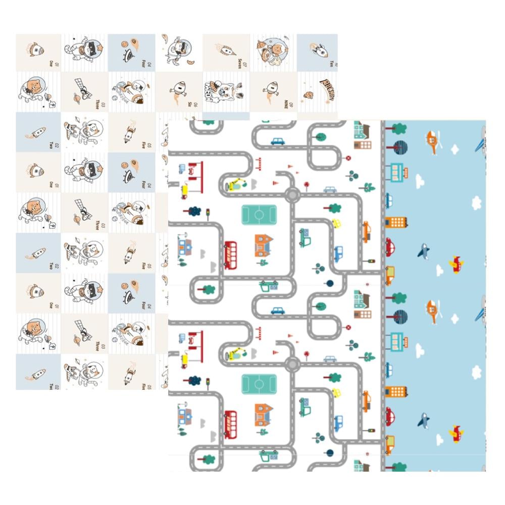 Коврик детский Poppet двусторонний Дорожный лабиринт та Космические приключения 200х180x1 см (PP039-200)