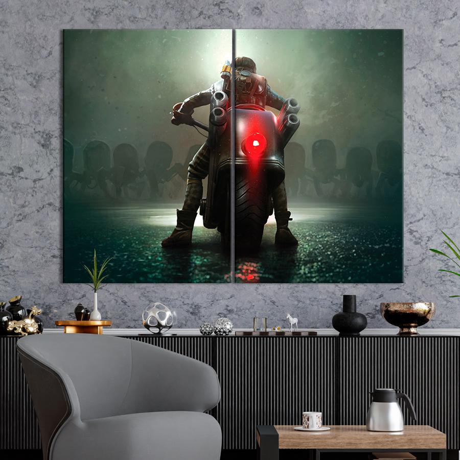 Настенний декор Герой на мотоцикле игра Steel Rats 111x81 см (A224-2)