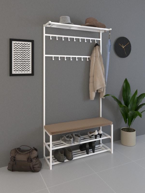 Передпокій металевий SUNRISE-3 100 см Білий/Світло-коричневийий Передпокій металевий SUNRISE-3 100 см Білий/Світло-коричневийий