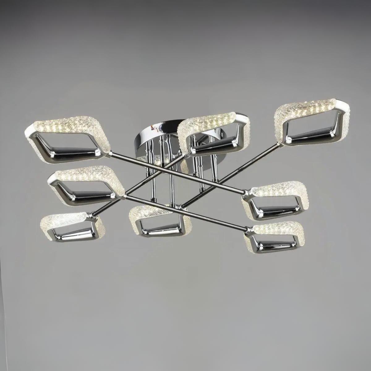 Люстра светодиодная Sirius металлический каркас 48W 3000K/6500K Хром/Черный (B YH1306/8 CH+BK)